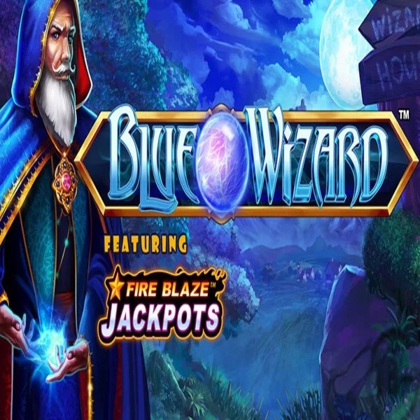 Blue Wizard Fire Blaze Jackpots slot visual from Rarestone Gaming available on hugocasino.net.pl