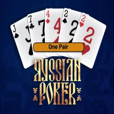 Russian Poker slot logo by OneTouch Games at Hugo Casino